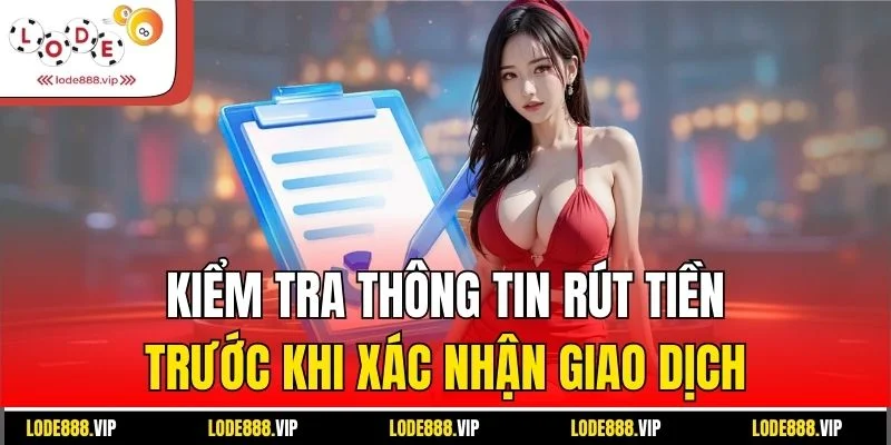 Kiểm tra thông tin rút tiền trước khi xác nhận giao dịch